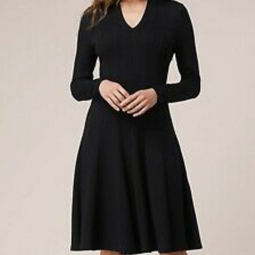 L.K. Bennett Black AVIANA V-Neck Darted Dress